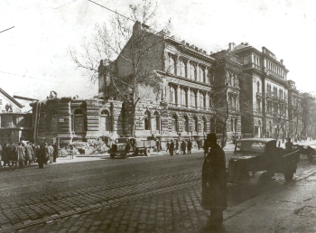 Photograph showing the damage to the 2nd Department of Internal Medicine following the Seige of Budapest, 1945