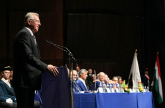 President Pál Schmitt delivers his ceremonial speech at Semmelweis University's Opening Ceremony