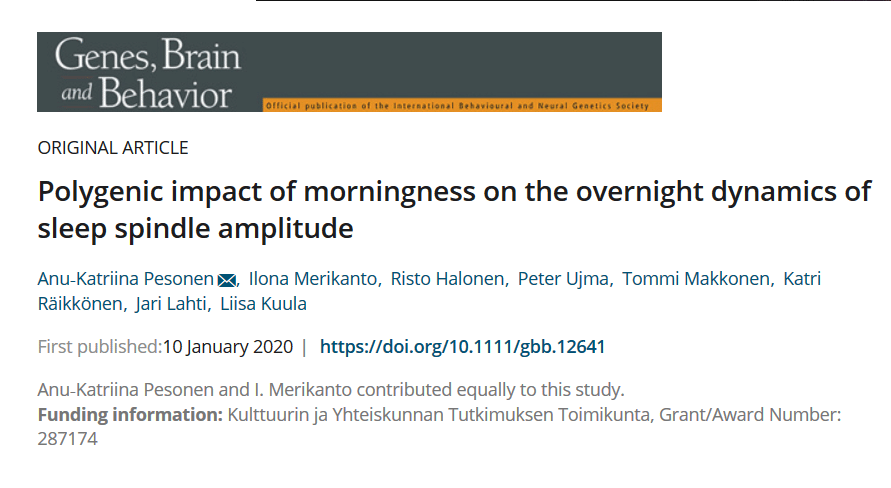 Pesonen-Merikanto-Halonen-Ujma-et-al: Polygenic impact of morningness ...
